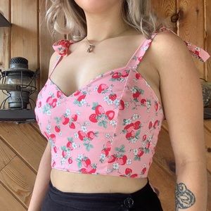 Handmade Pink Strawberry Bustier Corset Top